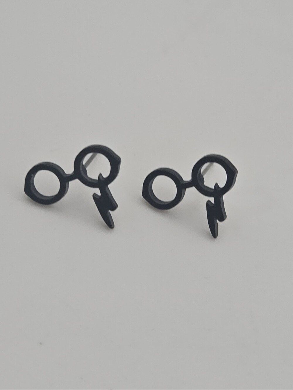 Harry Potter Lightning Bolt Glasses Black Stud Earrings